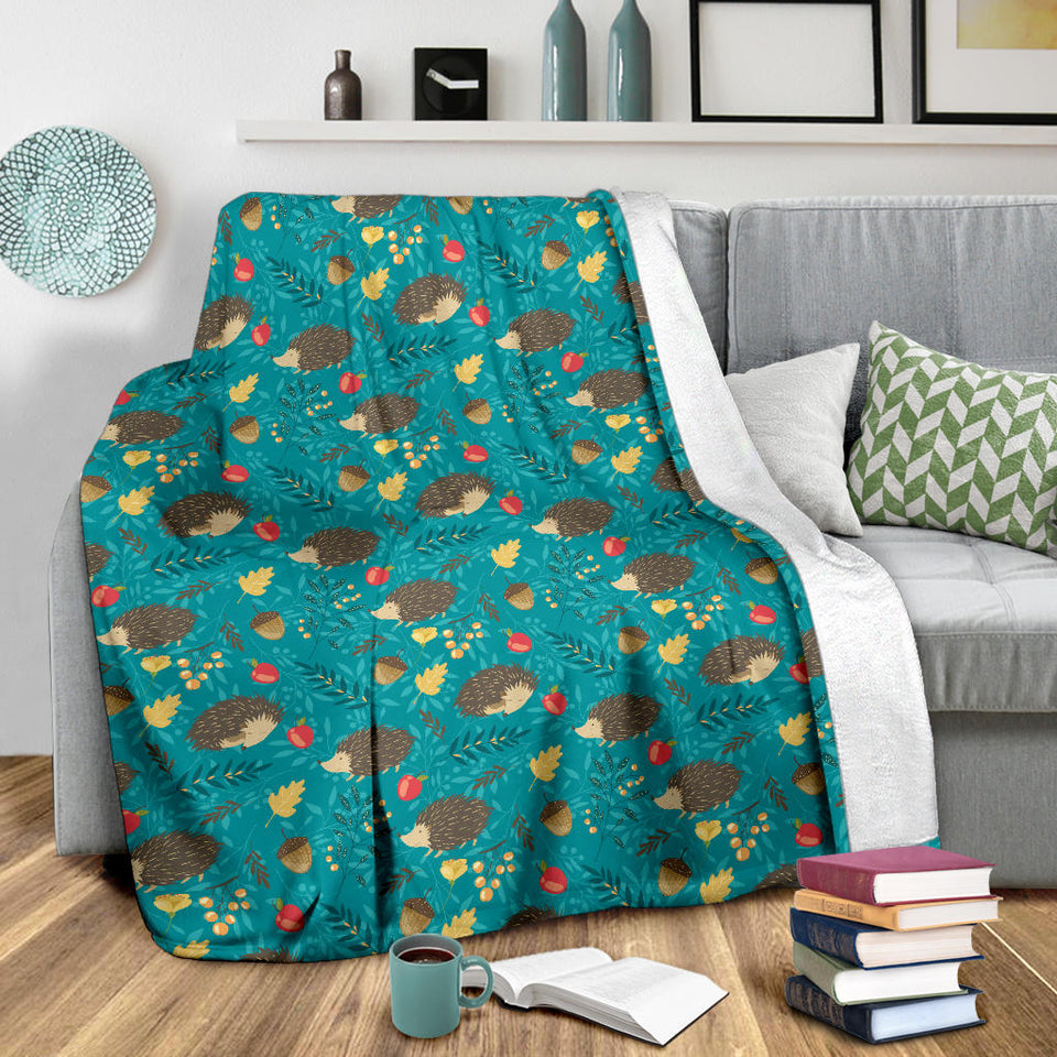 Hedgehog Pattern Print Design 01 Premium Blanket