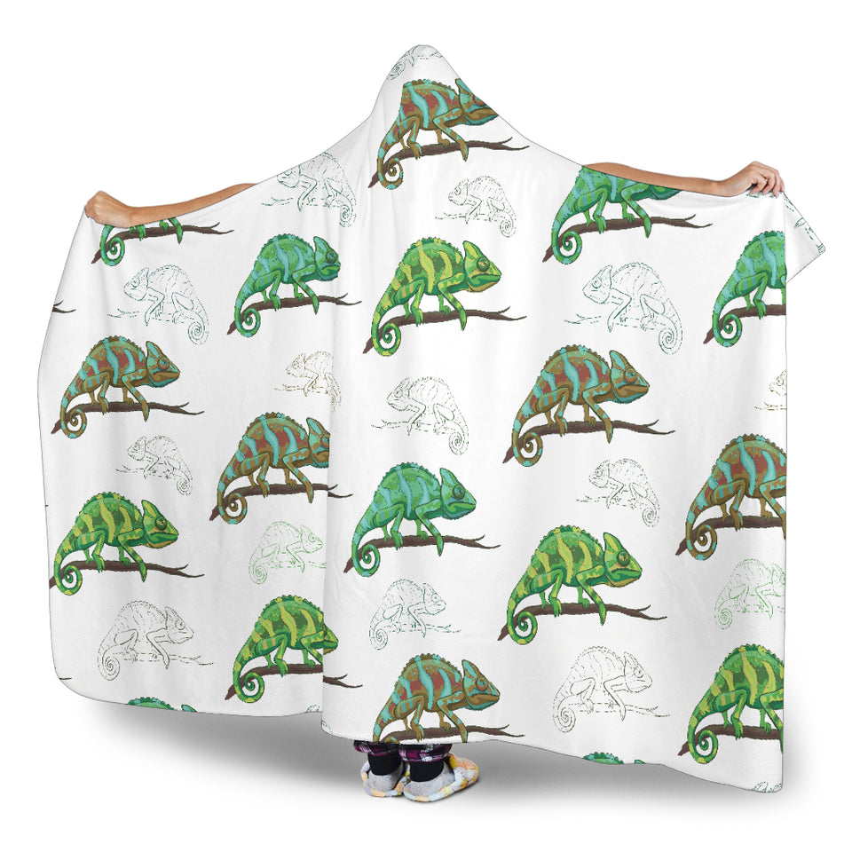 Chameleon Lizard Pattern Hooded Blanket