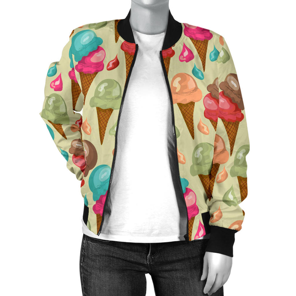 Colorful Ice Cream Pattern Women'S Bomber Jacket