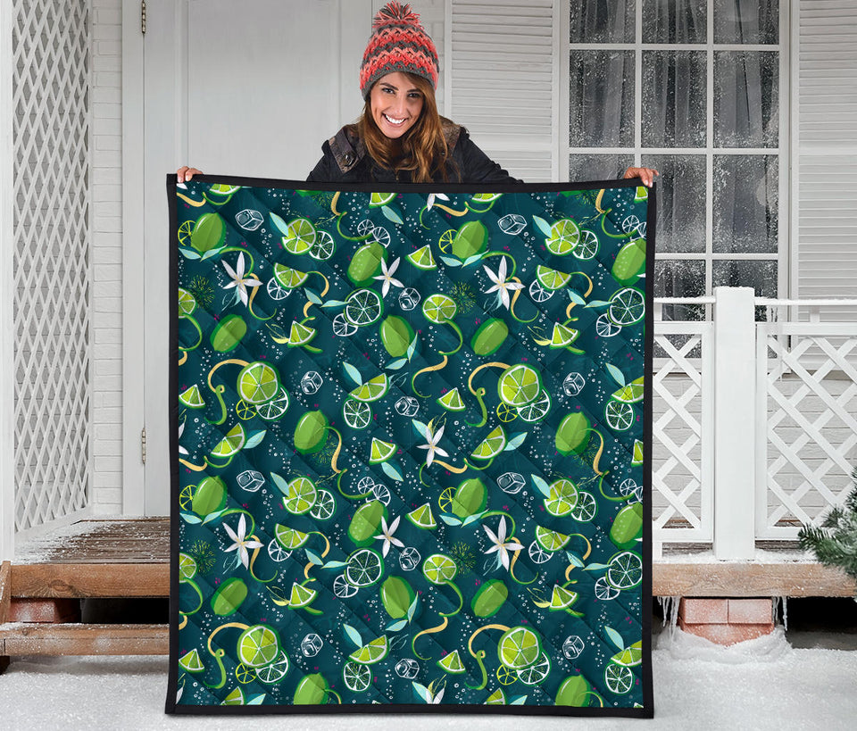 Lime Ice Flower Pattern Premium Quilt