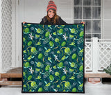 Lime Ice Flower Pattern Premium Quilt