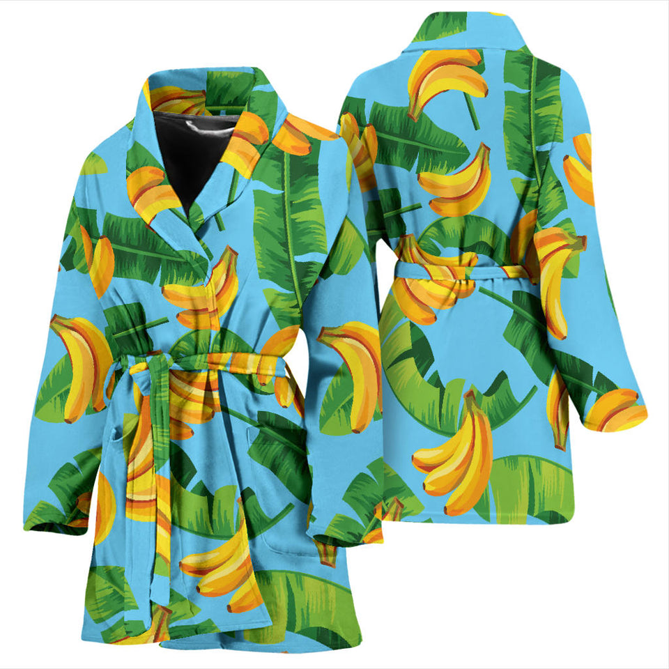 Banana Leaves Banana Design Pattern Women'S Bathrobe