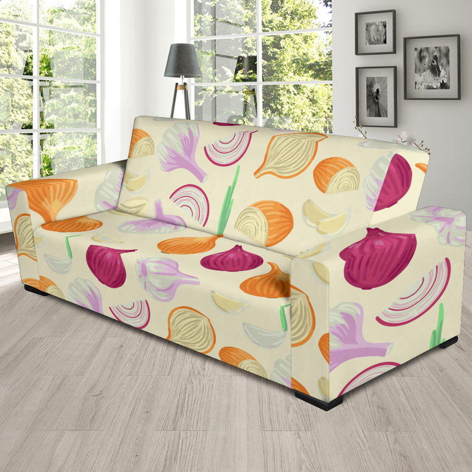 Onion Garlic White Red Pattern Sofa Slipcover