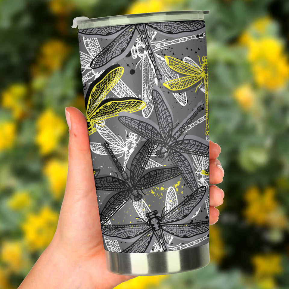 Hand Drawn Dragonfly Pattern Tumbler