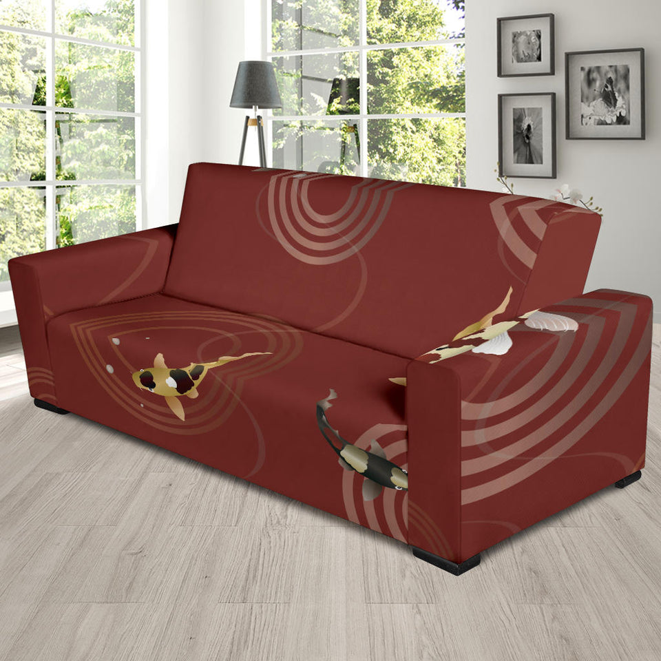 Koi Fish Carp Fish Red Background Sofa Slipcover