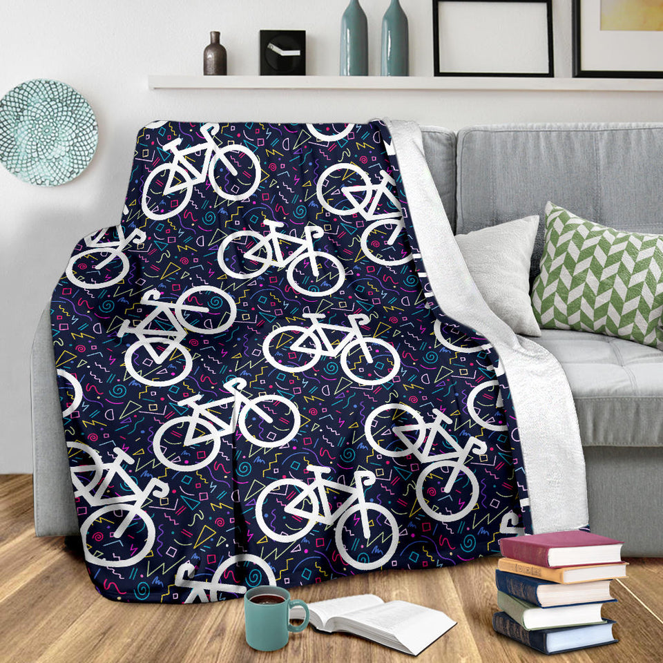 Bicycle Pattern Print Design 03 Premium Blanket