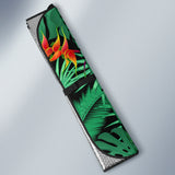 Heliconia Flower Palm Monstera Leaves Black Background Car Sun Shade