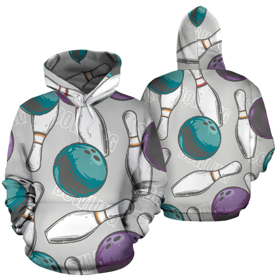 Bowling Ball And Pin Gray Background Men Women Pullover Hoodie