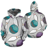 Bowling Ball And Pin Gray Background Men Women Pullover Hoodie