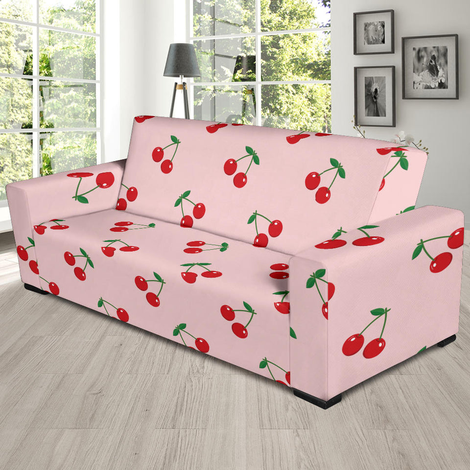 Cherry Pattern Pink Background Sofa Slipcover