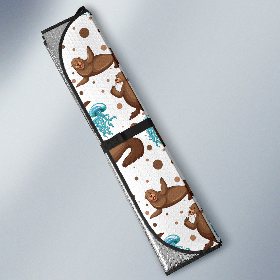 Sea Lion Seals Jellyfish Pattern Car Sun Shade