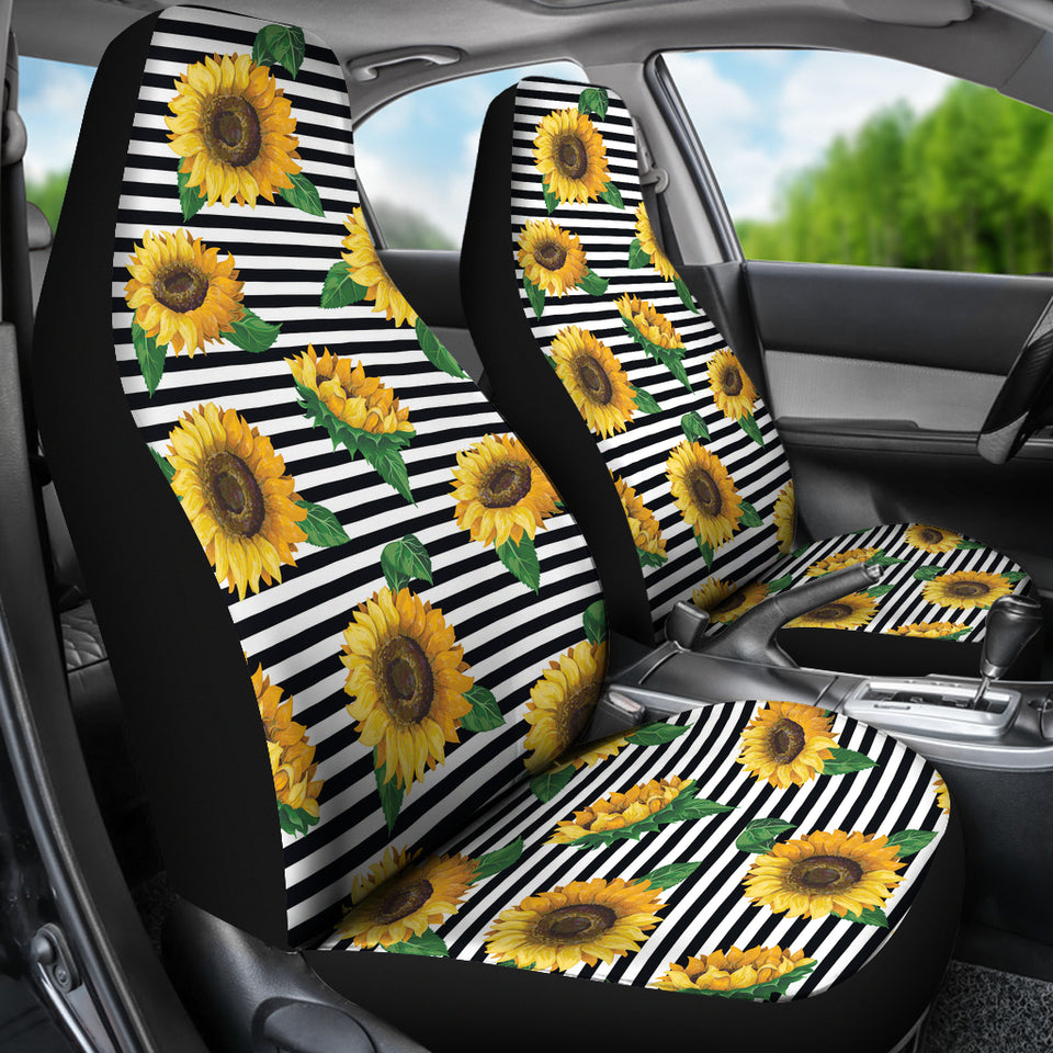 Sunflowers Ribbon Background  Universal Fit Car Seat Covers