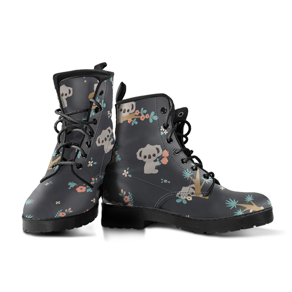 Cute Koala Pattern Leather Boots
