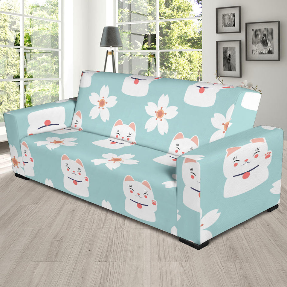 Maneki Neko Lucky Cat Sakura Sofa Slipcover