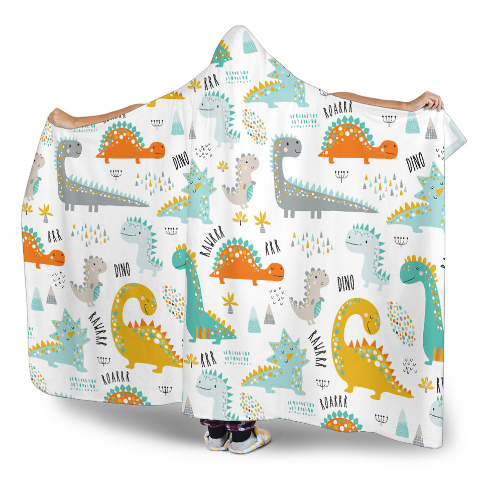 Cute Funny Kids Dinosaurs Pattern Hooded Blanket