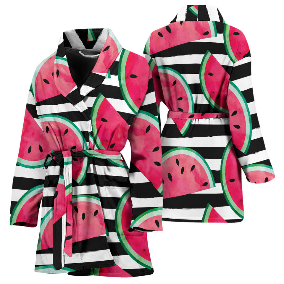 Watercolor Paint Textured Watermelon Pieces Women'S Bathrobe
