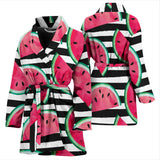 Watercolor Paint Textured Watermelon Pieces Women'S Bathrobe