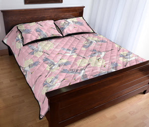 Japanese crane rose pattern Quilt Bed Set