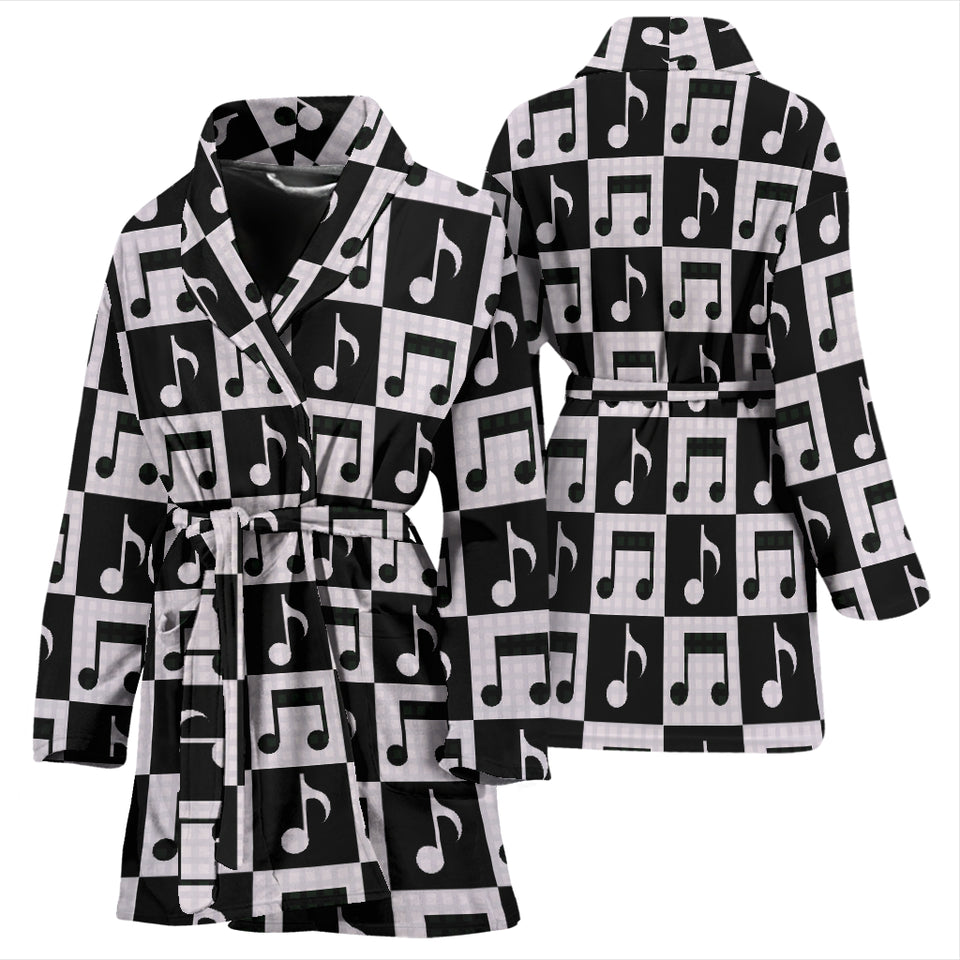 Music Notes Pattern Print Design 01 Women's Bathrobe