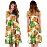 Pineapples Design Pattern Sleeveless Midi Dress