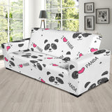 Hand Drawn Faces Of Pandas Pattern Sofa Slipcover