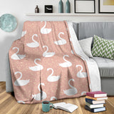 Swan Flower Light Pink Background Premium Blanket