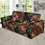 Horse Head Wild Roses Pattern Sofa Slipcover