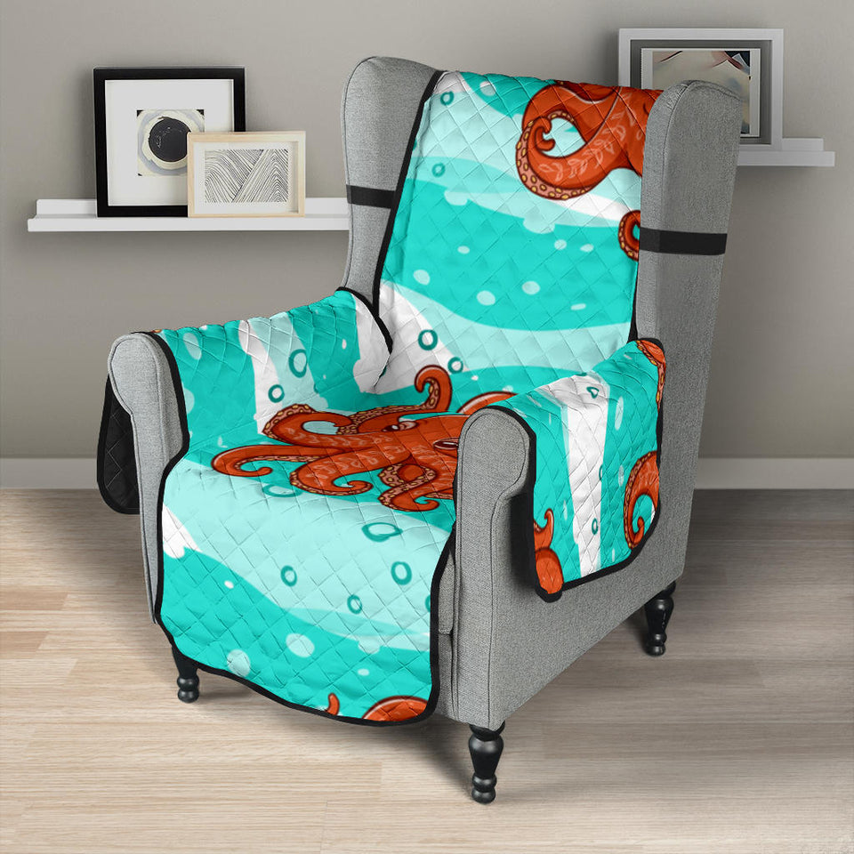 Octopuses sea wave background Chair Cover Protector