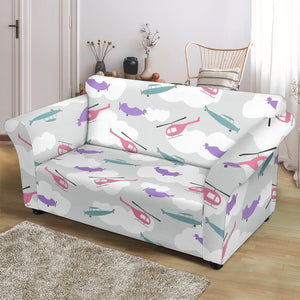 Helicopter Plane Pattern Loveseat Couch Slipcover