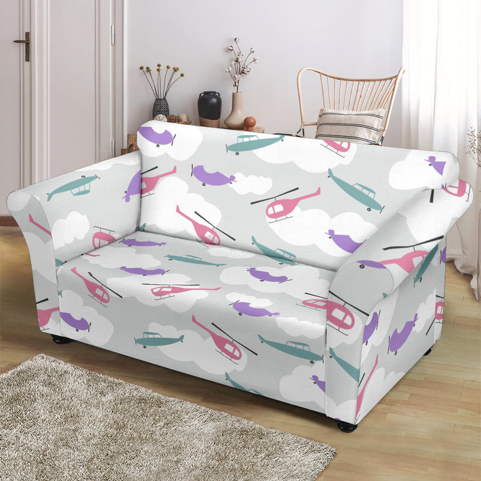 Helicopter Plane Pattern Loveseat Couch Slipcover