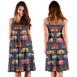 Camper Van Pattern Print Design 02 Sleeveless Midi Dress