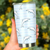 Dolphin Blue Striped Background Tumbler