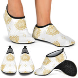 Gold Ornamental Lotue Waterlily Symbol Pattern Aqua Shoes