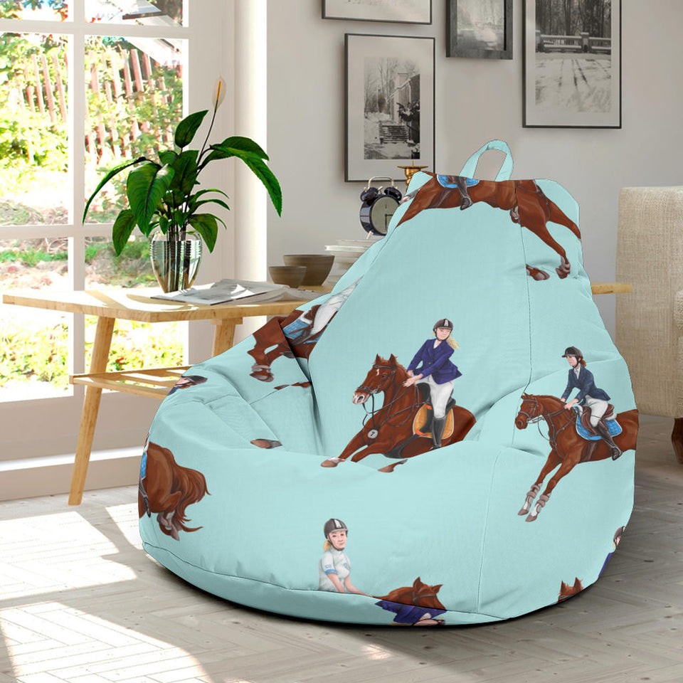 Horses Running Horses Rider Pattern Bean Bag Cover
