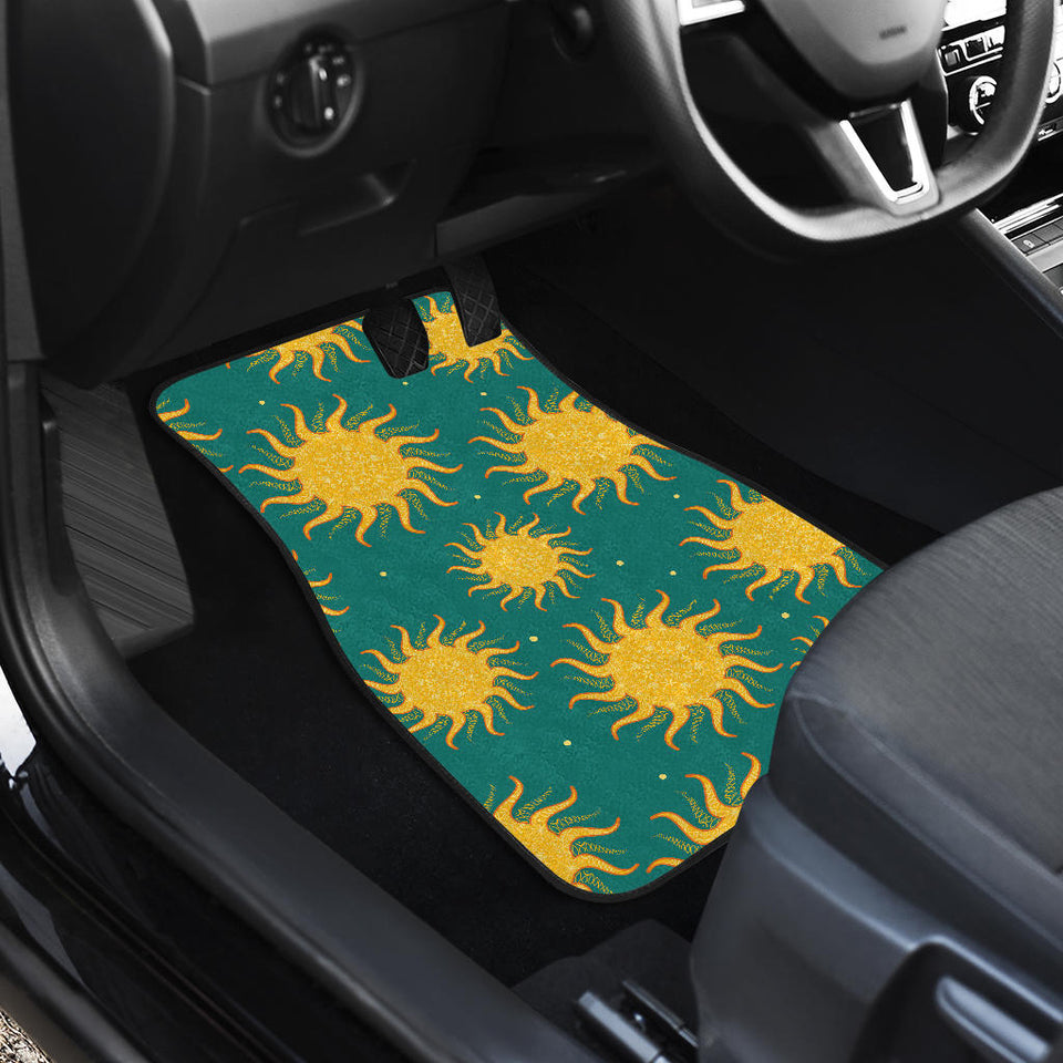 Sun Green Background Front And Back Car Mats