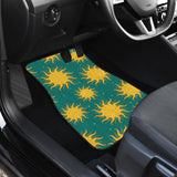 Sun Green Background Front And Back Car Mats