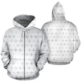 Airplane Print Pattern Zip Up Hoodie