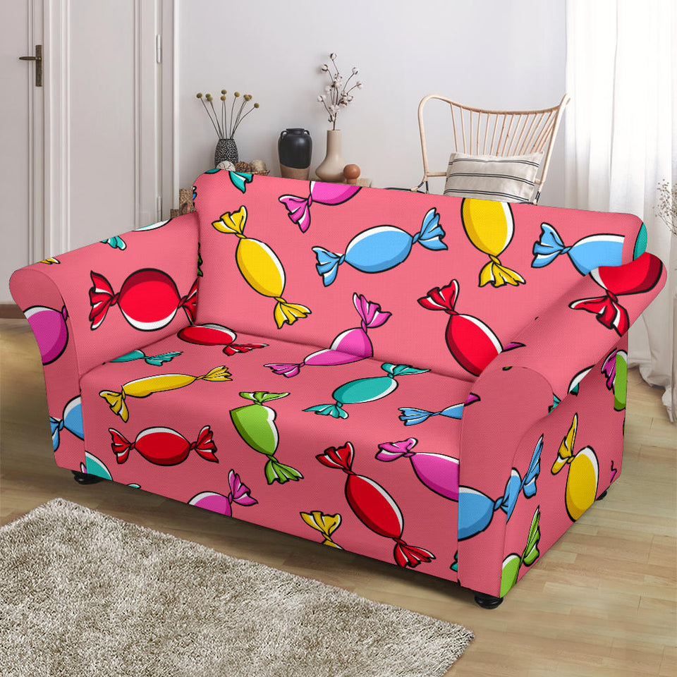Colorful Wrapped Candy Pattern Loveseat Couch Slipcover