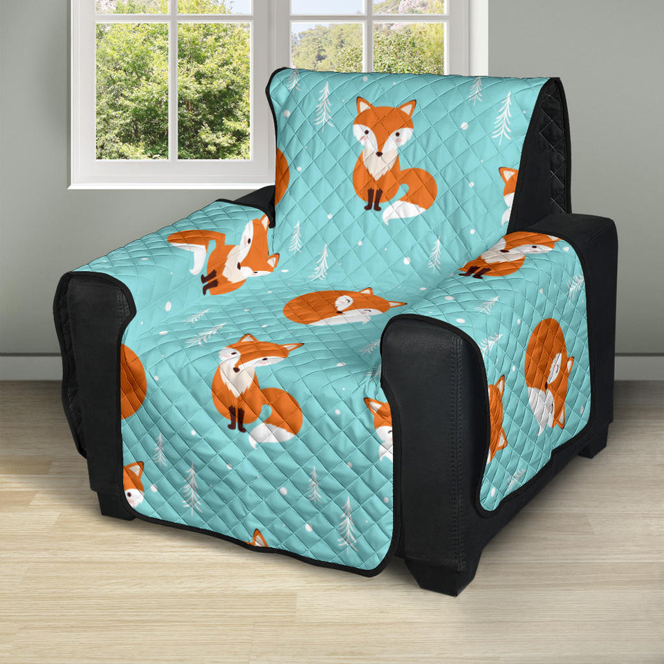 Fox pattern blue b ackground Recliner Cover Protector