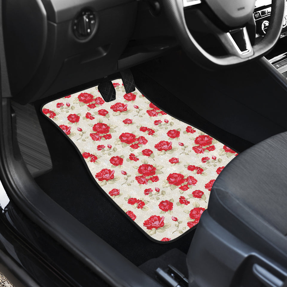 Rose Pattern Print Design 01 Front and Back Car Mats