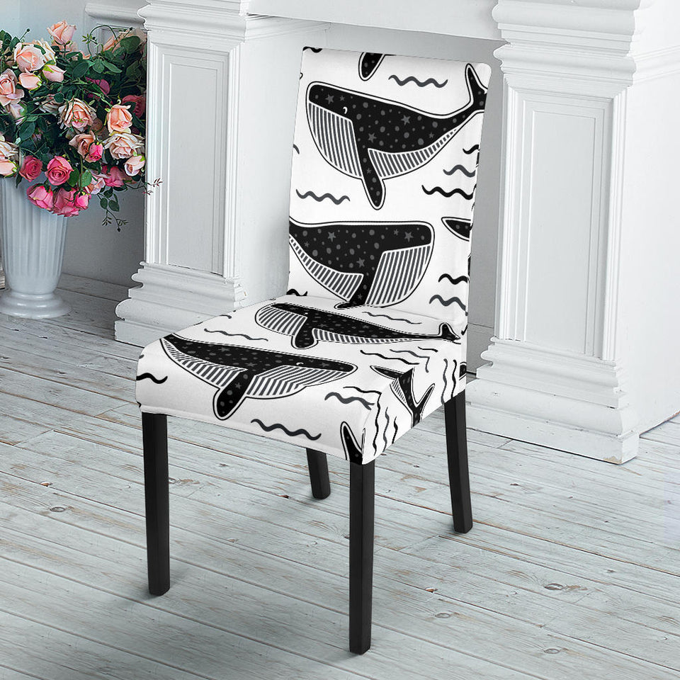 Black Whale Pattern Dining Chair Slipcover