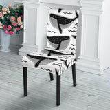Black Whale Pattern Dining Chair Slipcover