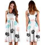 Dog Paws Pattern Print Design 04 Sleeveless Midi Dress
