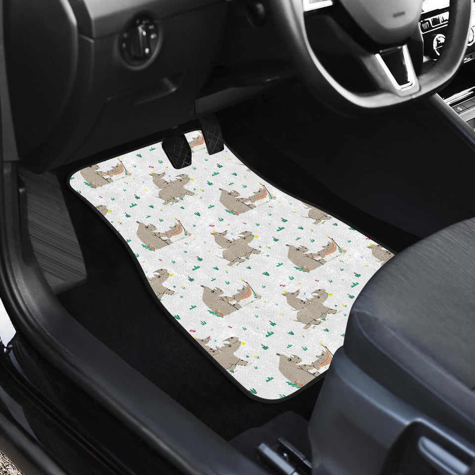 Cute Rhino Pattern Background Front Car Mats