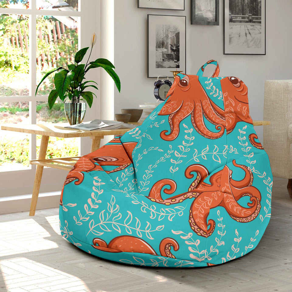 Octopus Turquoise Background Bean Bag Cover