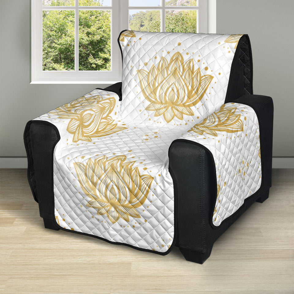 Gold Ornamental lotue waterlily symbol pattern Recliner Cover Protector