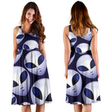 Alien Pattern Print Design 01 Sleeveless Midi Dress