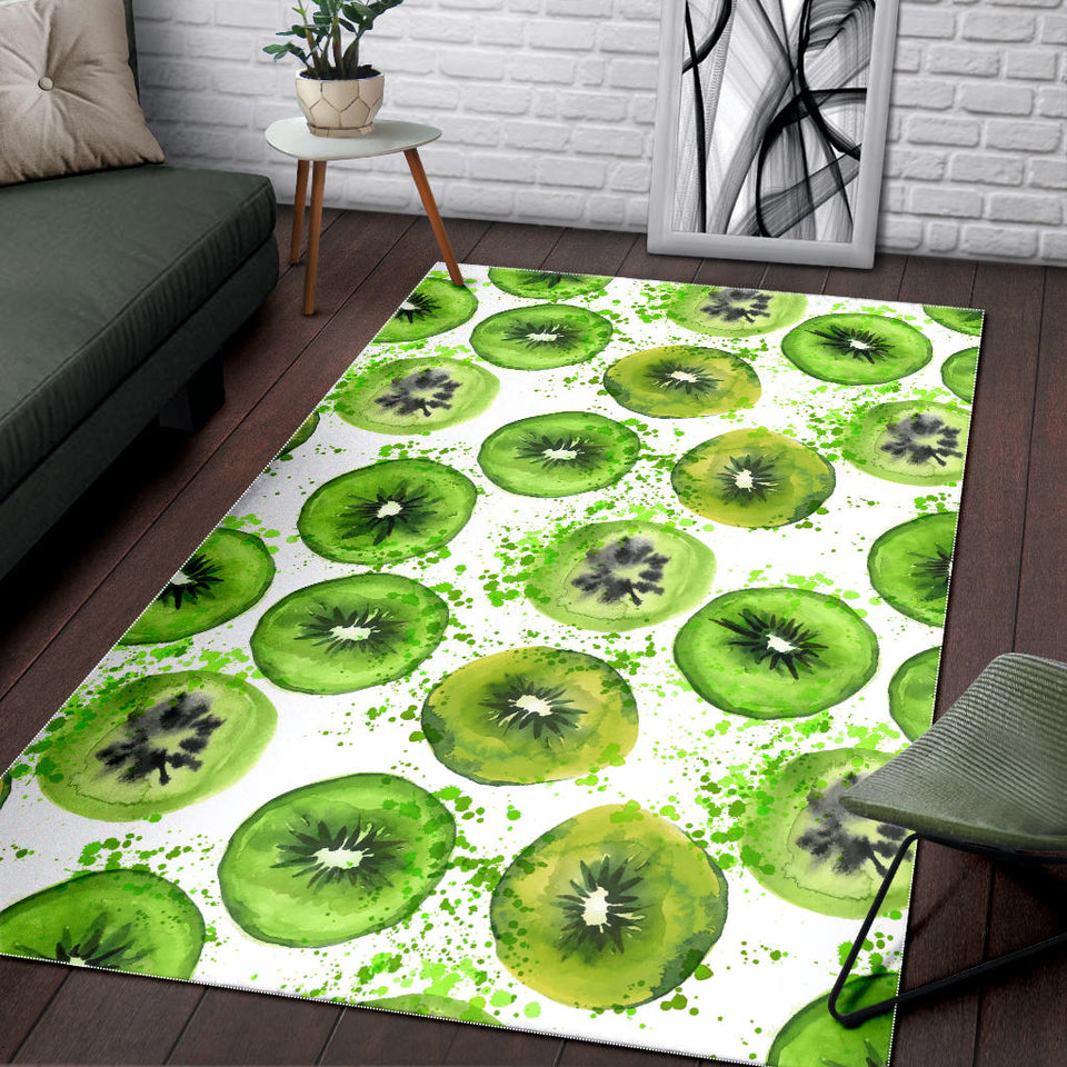 Watercolor Kiwi Pattern Area Rug