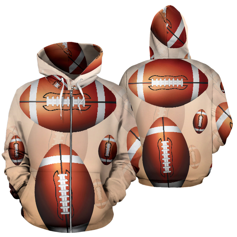 American Football Ball Design Pattern Zip Up Hoodie