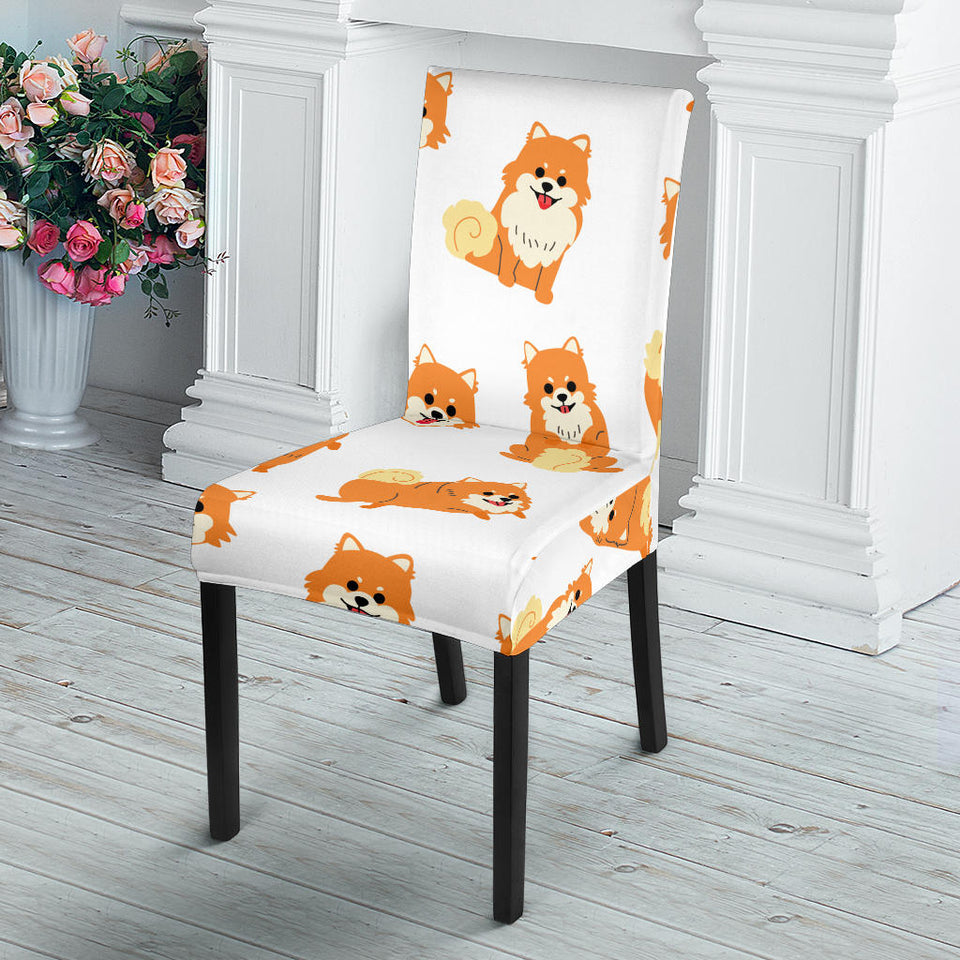 Brown Pomeranian Pattern Dining Chair Slipcover